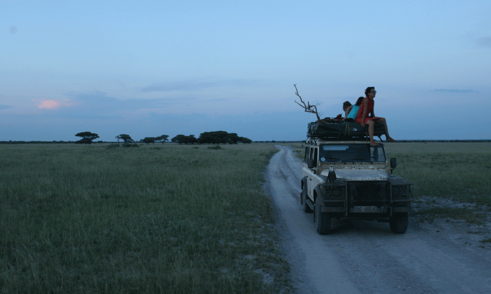 Lisa and the girls atop Mpandangare the Brave, finally arriving in my spiritual home, Botswana's Central Kalahari, after four months of traveling through Southern Africa. This is one of the last places on earth where lions at times still outnumber humans.