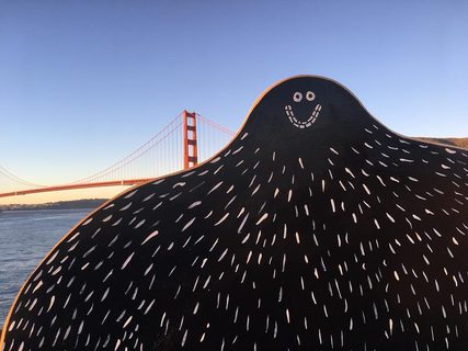 A Lyle held up in front of Golden Gate Bridge