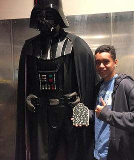 A Lyle held up in front of Lucasfilm