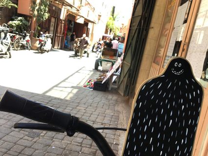 A Lyle held up in front of Marrakesh