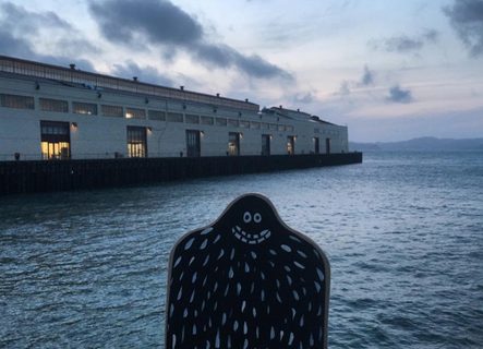 A Lyle held up in front of Fort Mason