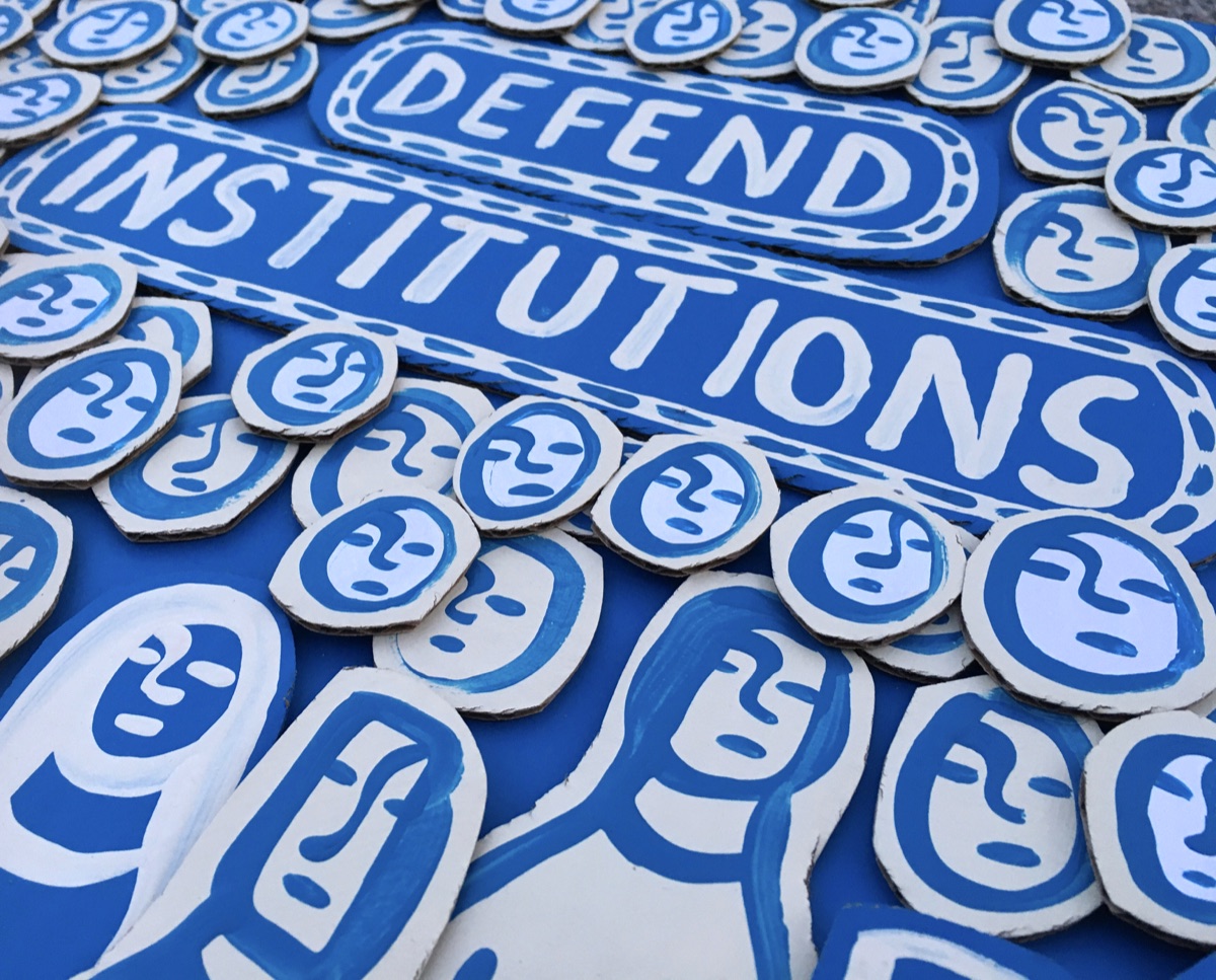[303] Defend Institutions (16x20 blue)
