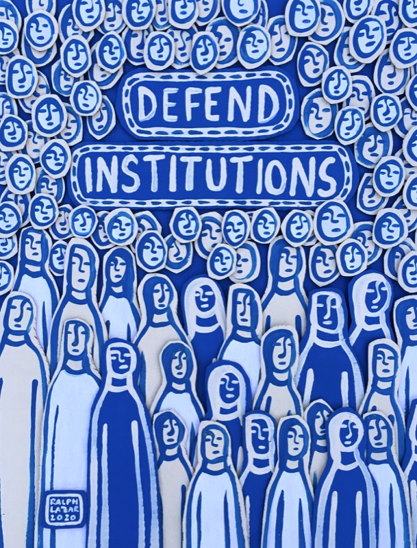 [303] Defend Institutions (16x20 blue)